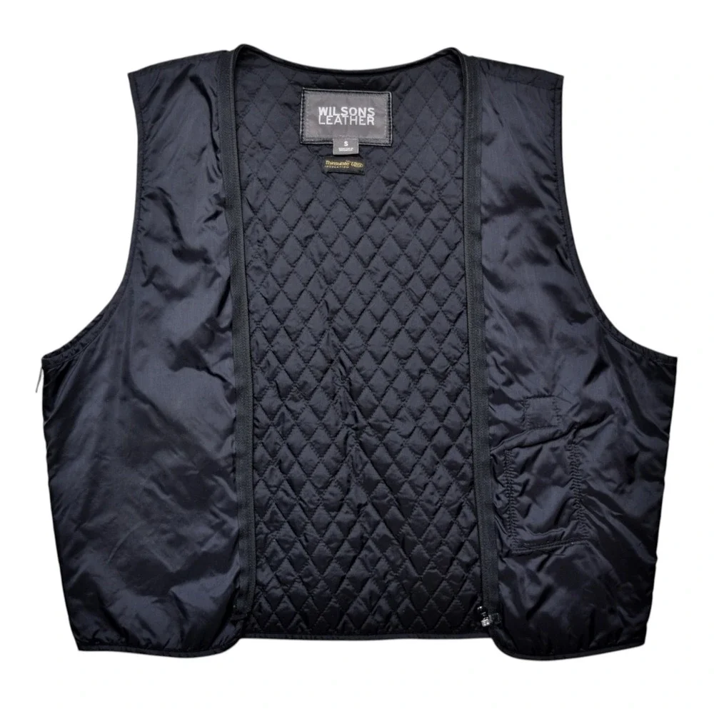 Wilsons Leather Men Size S Black Quilted 3M Thinsulate Zipper Vest Liner
